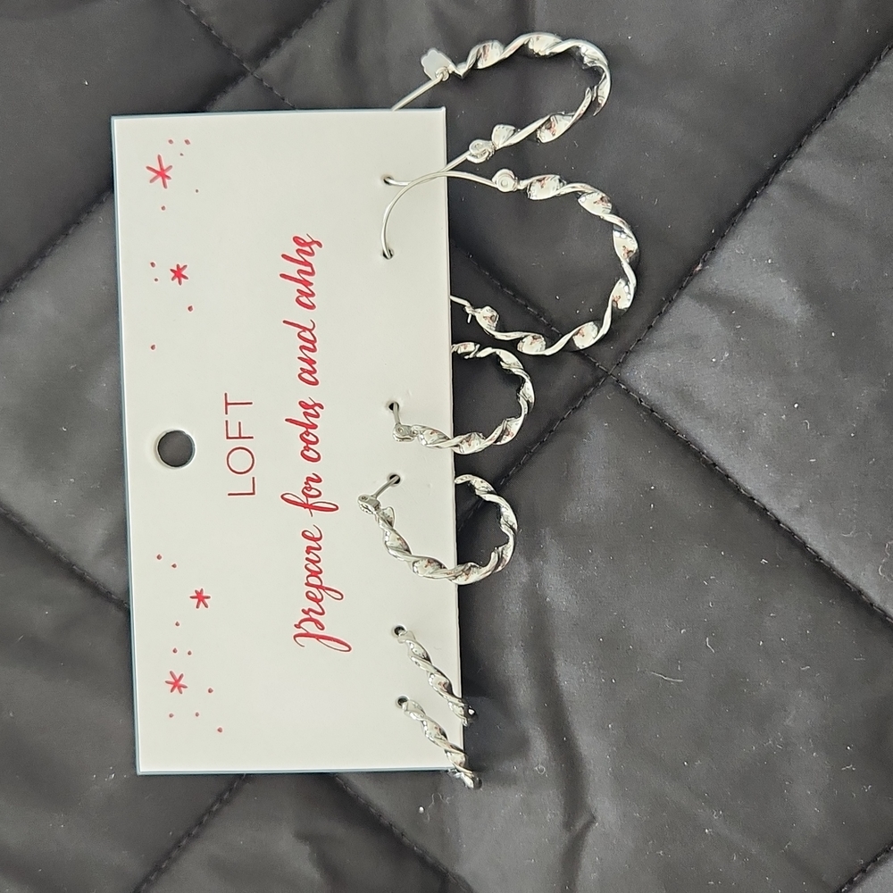 LOFT set of three silver hoop earrings
